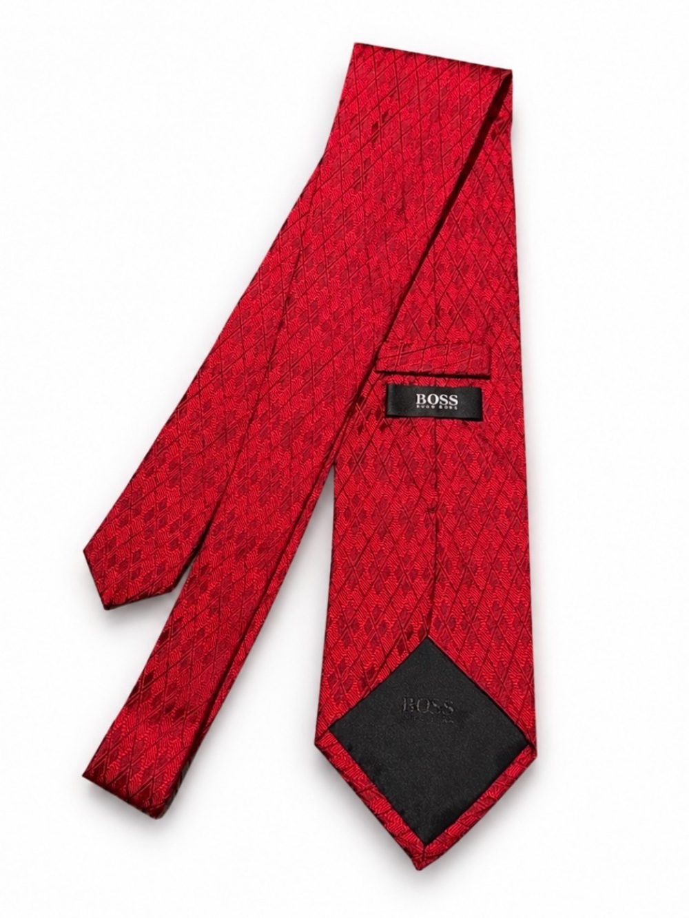 BOSS Red Diamond-Texture Silk Tie